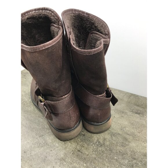 BareTraps Shakira Motostyle Boots Womens 9 Brown Leather Fur Lined - Picture 5 of 10